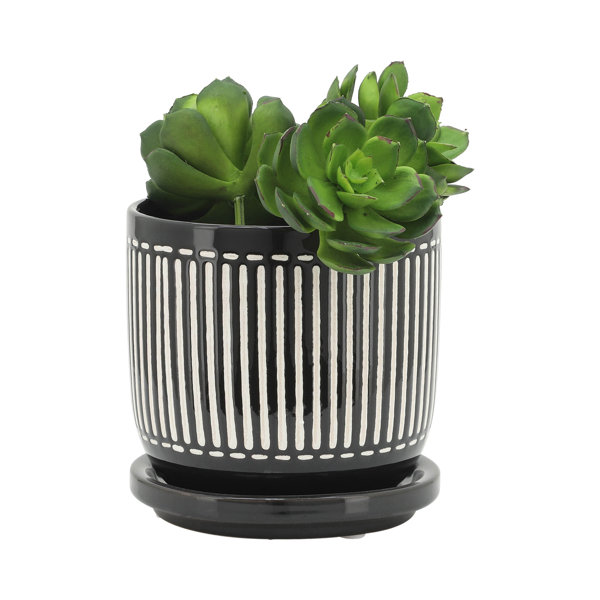 Wade Logan® 2 Piece Set Ceramic Planter Black and White, Vertical